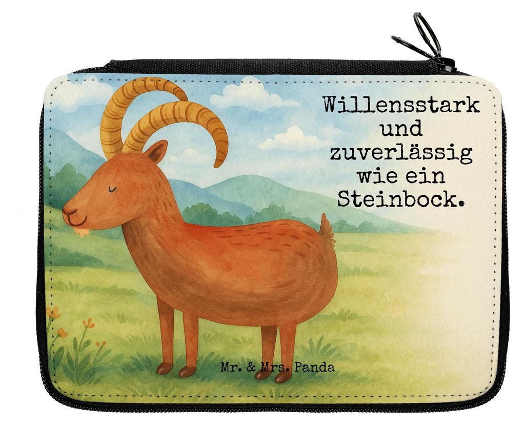 Mr. & Mrs. Panda Federmäppchen Sternzeichen Steinbock Design - Weiß - Geschenk, Federmappe, Mäppchen, Etui, Steinböcke, Stifteetui, Ziege, Gebu...