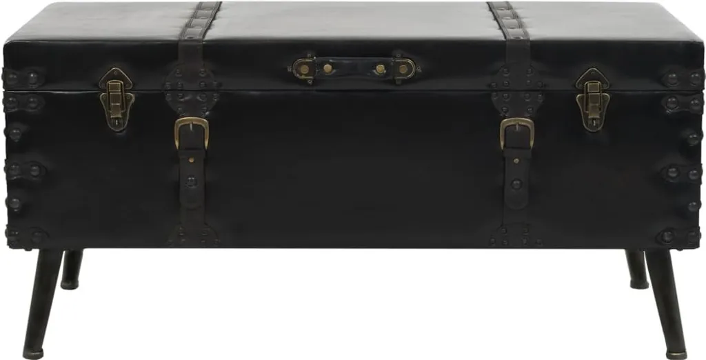vidaXL Table Basse Rectangulaire 102x51x48 cm en MDF et Acier Noir