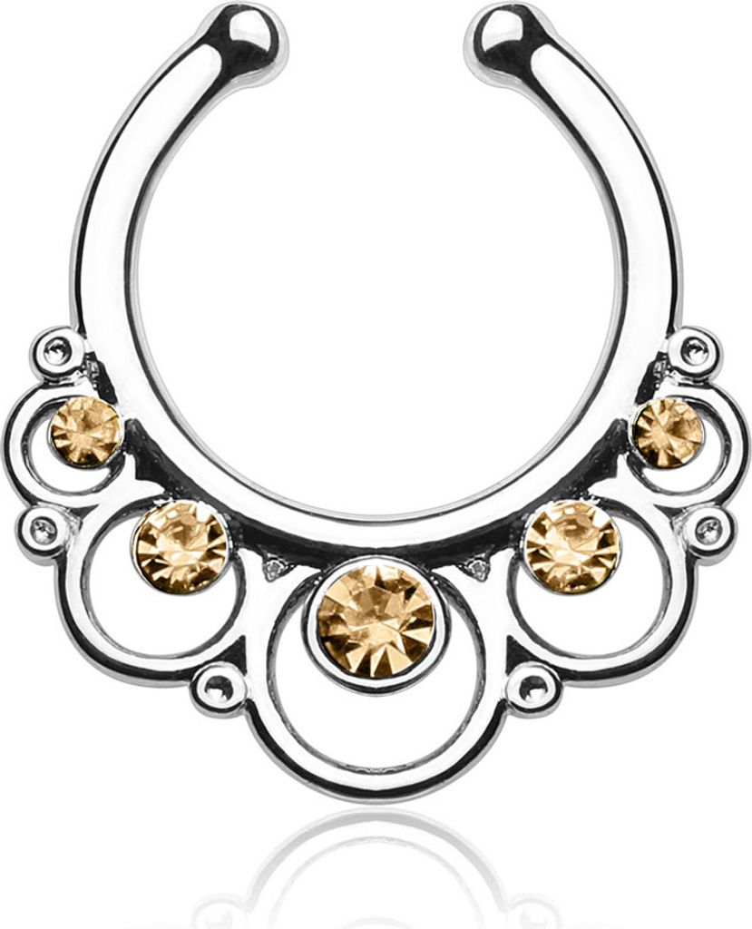 Nasenpiercing Nasenring Fake Piercing Septum Helix Kugeln Zirkonia Kristalle Strass silber-topaz