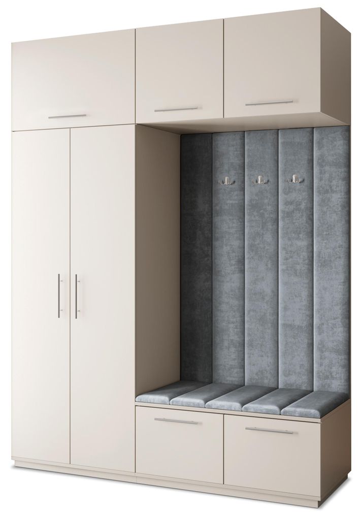 Masseno Garderobe-Set REMA 180/240/60 cm Modern Garderobenschrank Kaschmir, Veloursstoff MONOLITH 85 (Grau)