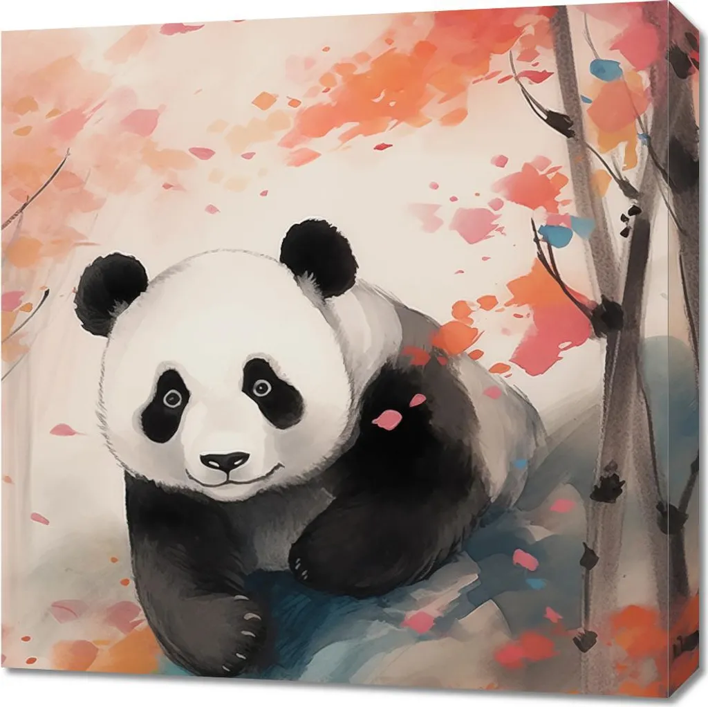 Regalo Quadro Panda tra gli Aceri 60x60 - Arte su Tela Canvas - 1