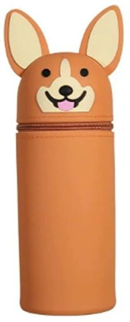 Pot à crayons télescopique en silicone orange design animaux rigolos