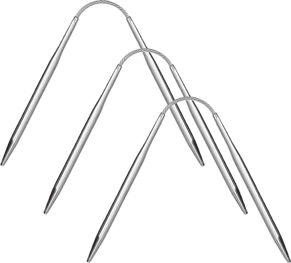 3Pcs Stainless Steel Circular Knitting Needles Set, Interchangeable Crochet Knitting Needles Yarn Needles for Weaving Project, Double Pointed Flexi...