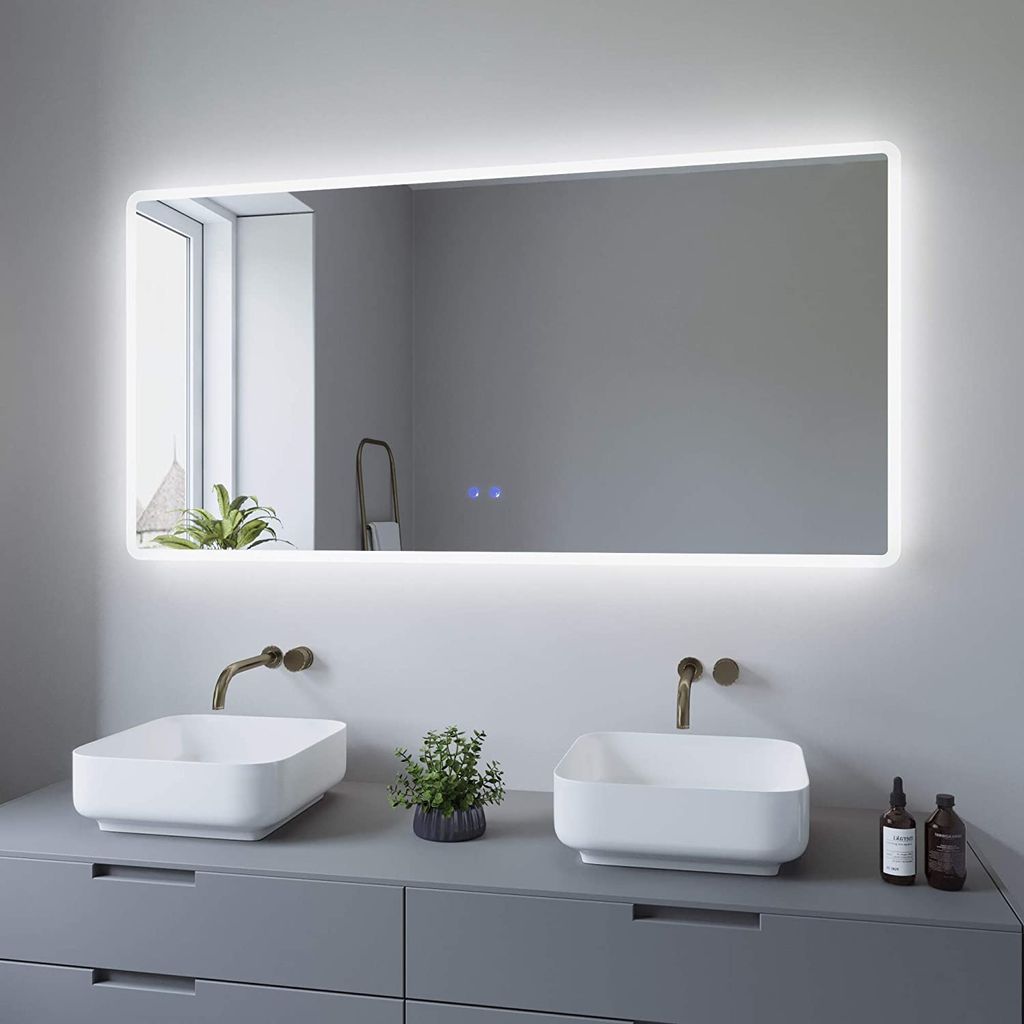 AQUABATOS® ECHOS-Serie 100x70 cm Badspiegel Wohnen & Einrichten Wohnaccessoires Spiegel Badspiegel 
