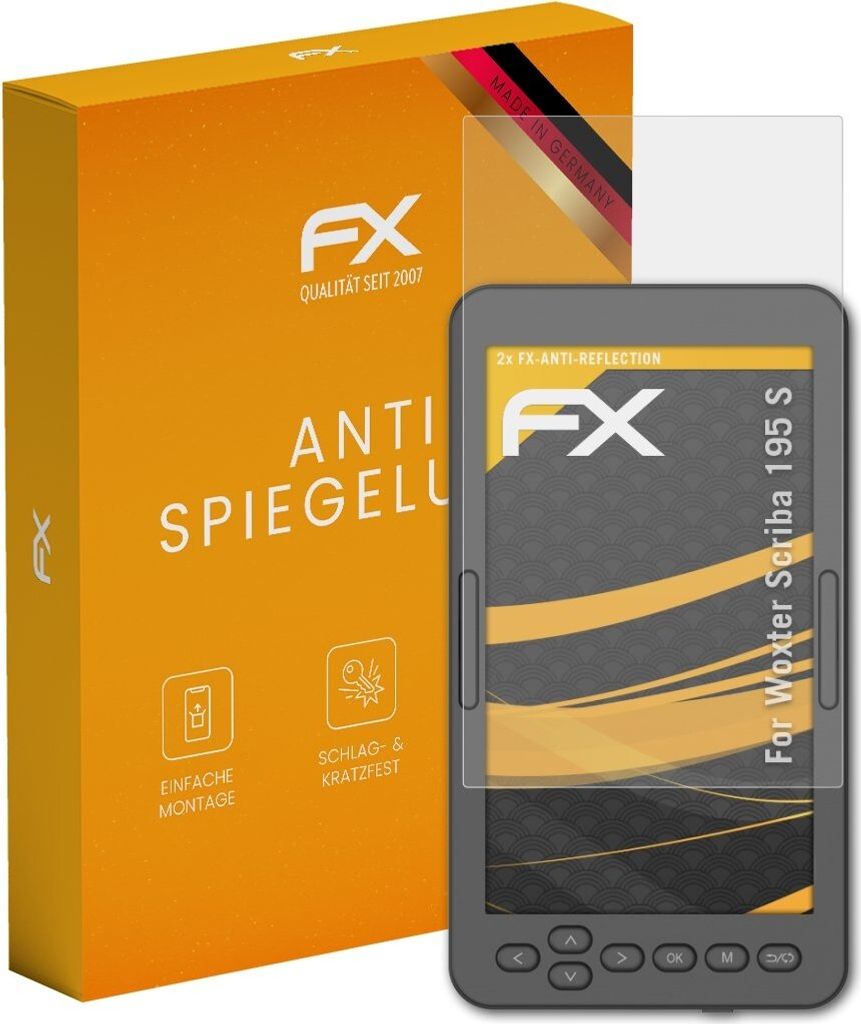 atFoliX FX-Antireflex 2x Schutzfolie kompatibel mit Woxter Scriba 195 S Displayfolie