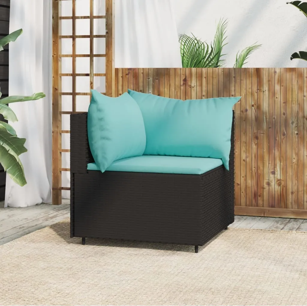 Divano Esterno Angolare Poly Rattan Nero - The Living Store Design