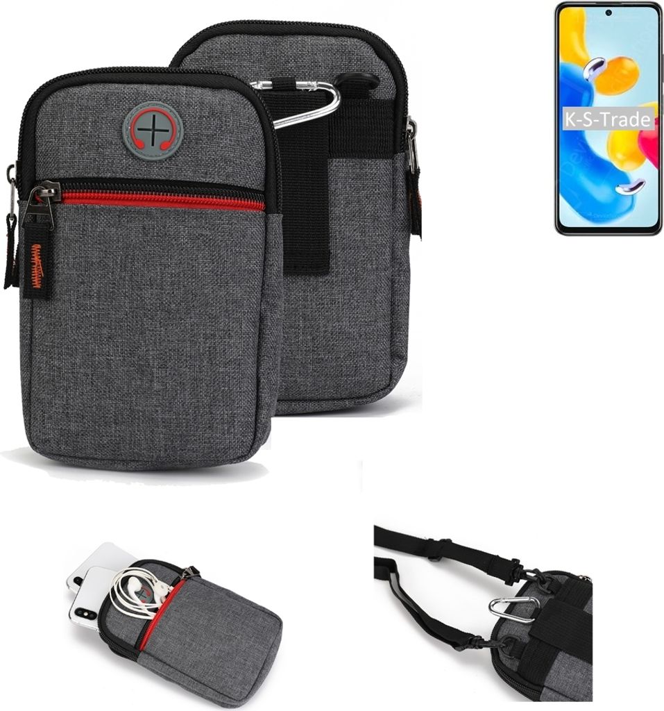 K-S-Trade Holster Gürteltasche kompatibel mit Xiaomi Redmi Note 11S 5G Handy Tasche Schutz Hülle grau Zusatzfächer 1x