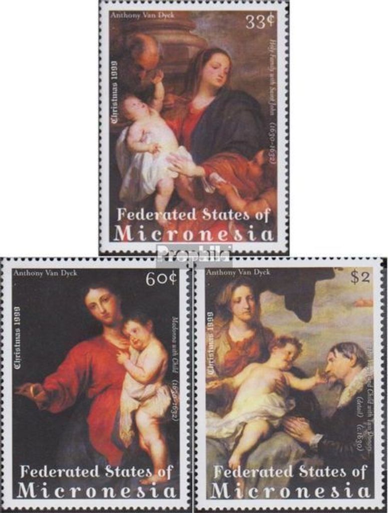 Briefmarken Mikronesien 1999 Mi 878-880 (kompl.Ausg.) postfrisch Weihnachten