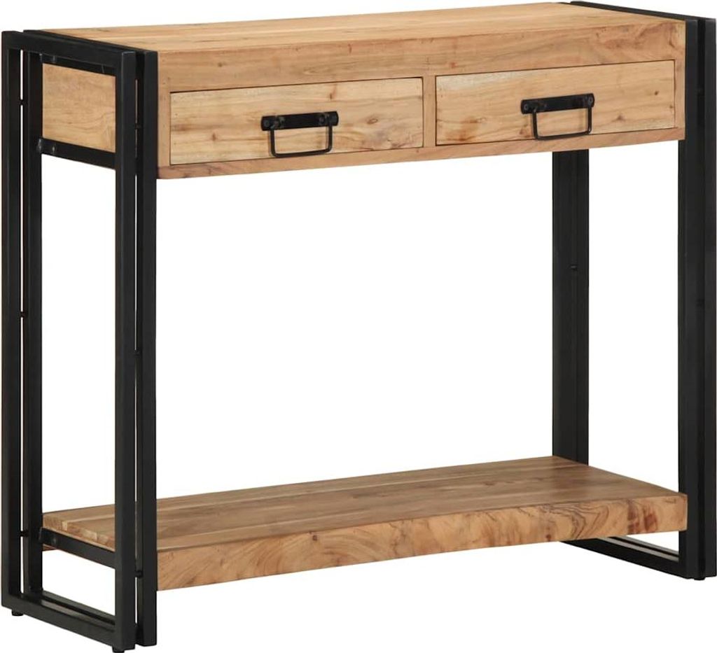 Konsolentisch mit Regal Braun 90 x 33 x 75 cm Massivholz Akazie