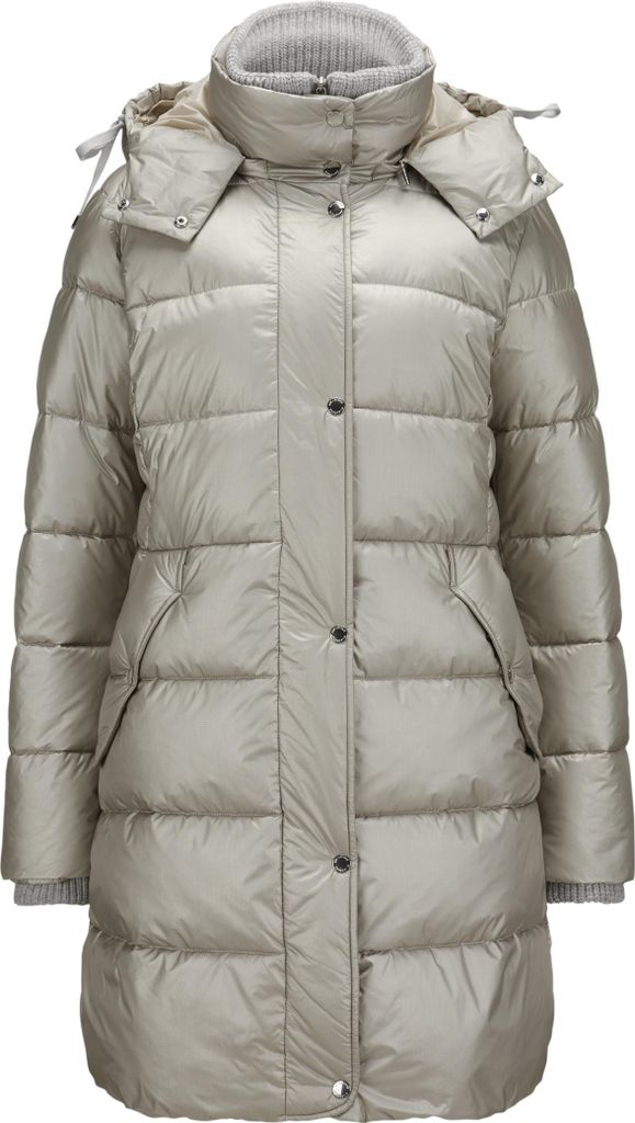 Milestone MSCatania Knielanger Damen Steppmantel aus Nylon mit veganer Daune, Silber, Gr. 46