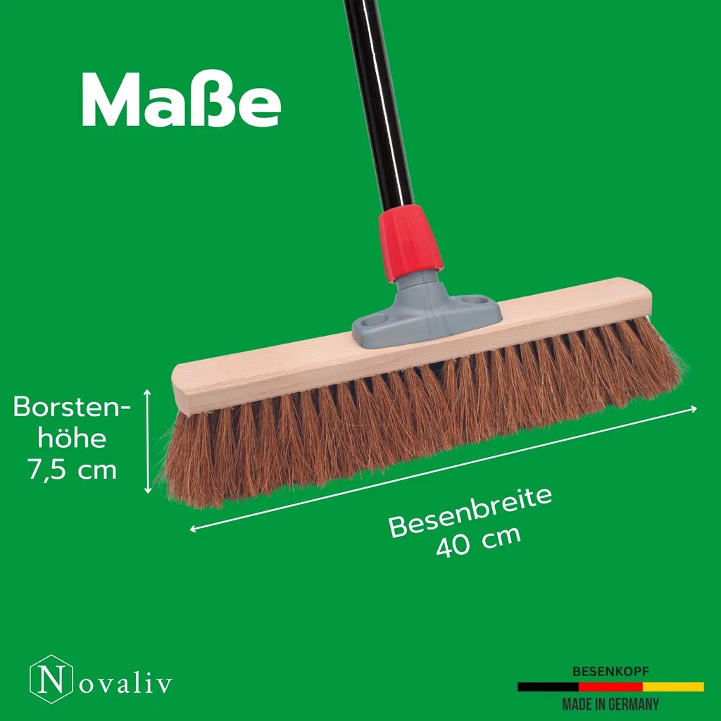Novaliv Scopa Cocco con Manico e Paletta Zincata - Set Tuttofare 40cm