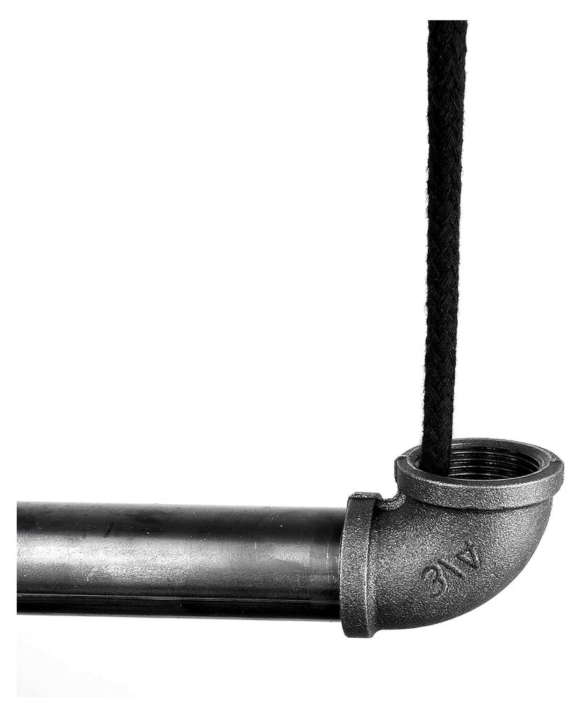 Hängegarderobe Pipe GARD Swing | frei hängende Industrial Vintage Kleiderstange zur Deckenmontage am 5m Seil höhenverstellbar | Wasserrohre Fitt...