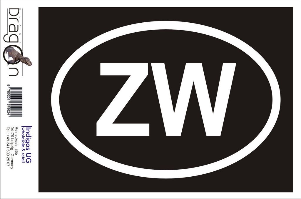 Aufkleber / Autoaufkleber - JDM / Die cut / Auto / OEM - Simbabwe ZW - 160x110mm weiß - Heckscheibe / Heckscheibenaufkleber