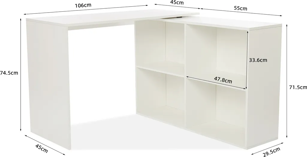 Bureau d'ordinateur en L Table de Travail avec 4 Tablettes Latérales - 10
