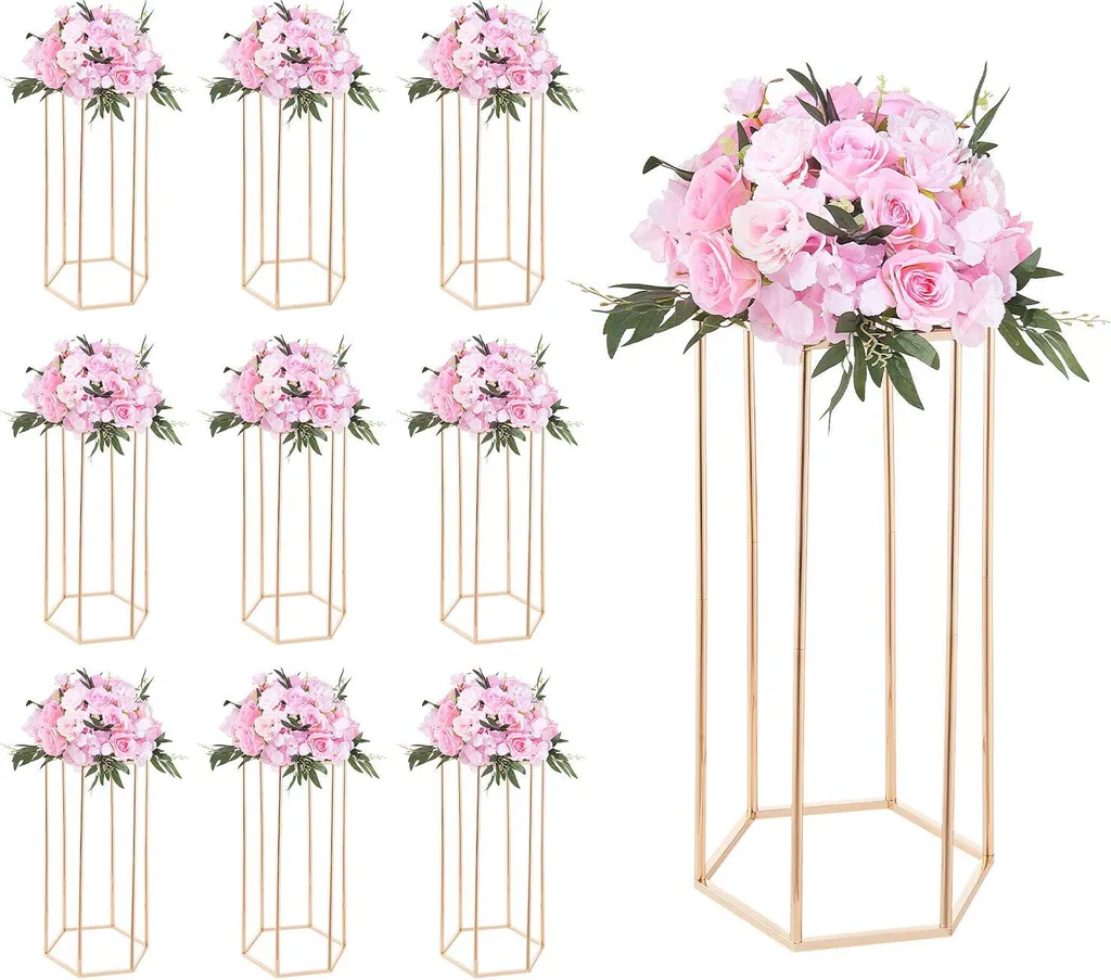 Support fleurs stable pour mariage, lot de 10 colonnes acrylique 600 mm