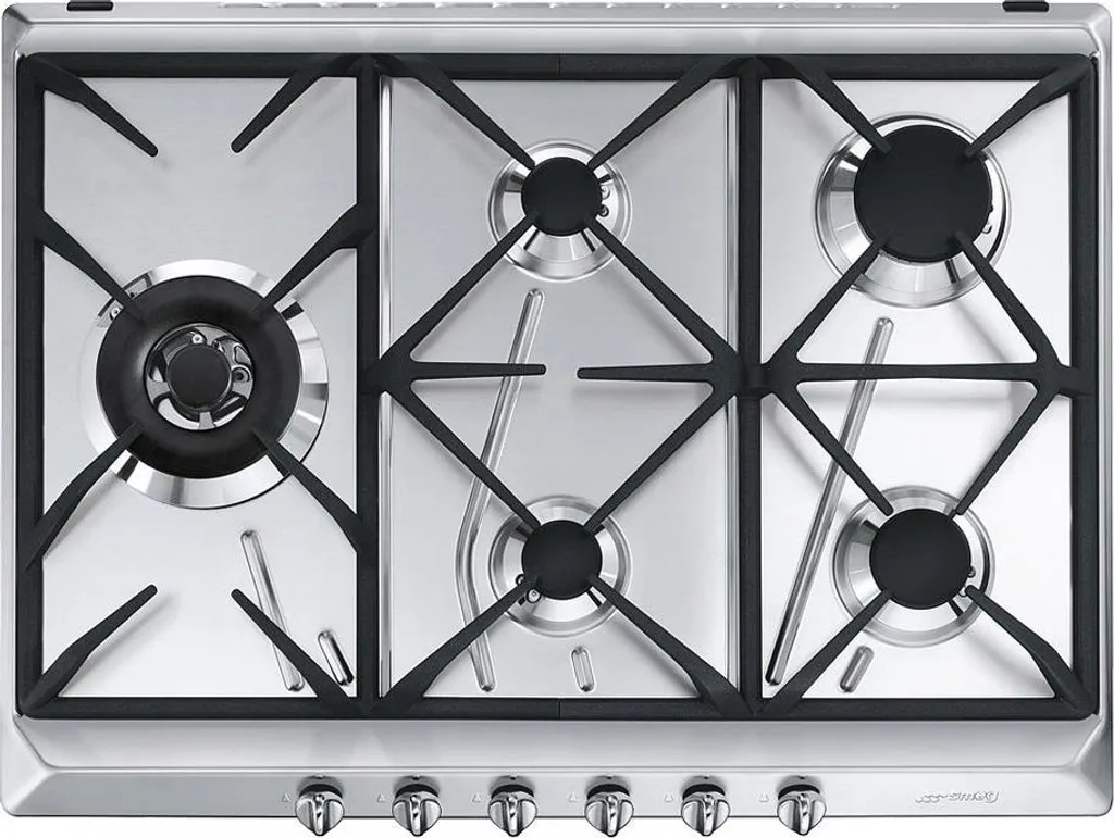 Plaque de cuisson gaz sécurisée Smeg inox facile à nettoyer