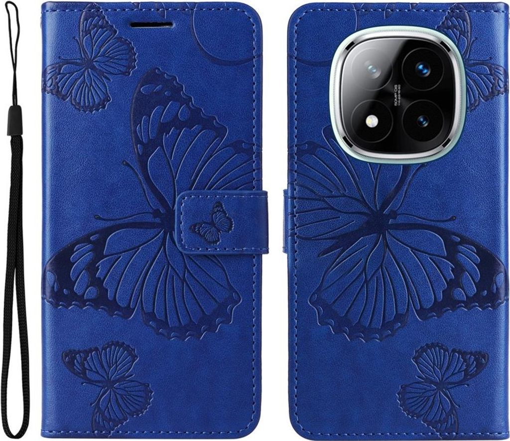Xiaomi Redmi Note 14 Pro 5G / Pro+ / Poco X7 Hülle - Coverup Schmetterlinge Klapphülle - Blau