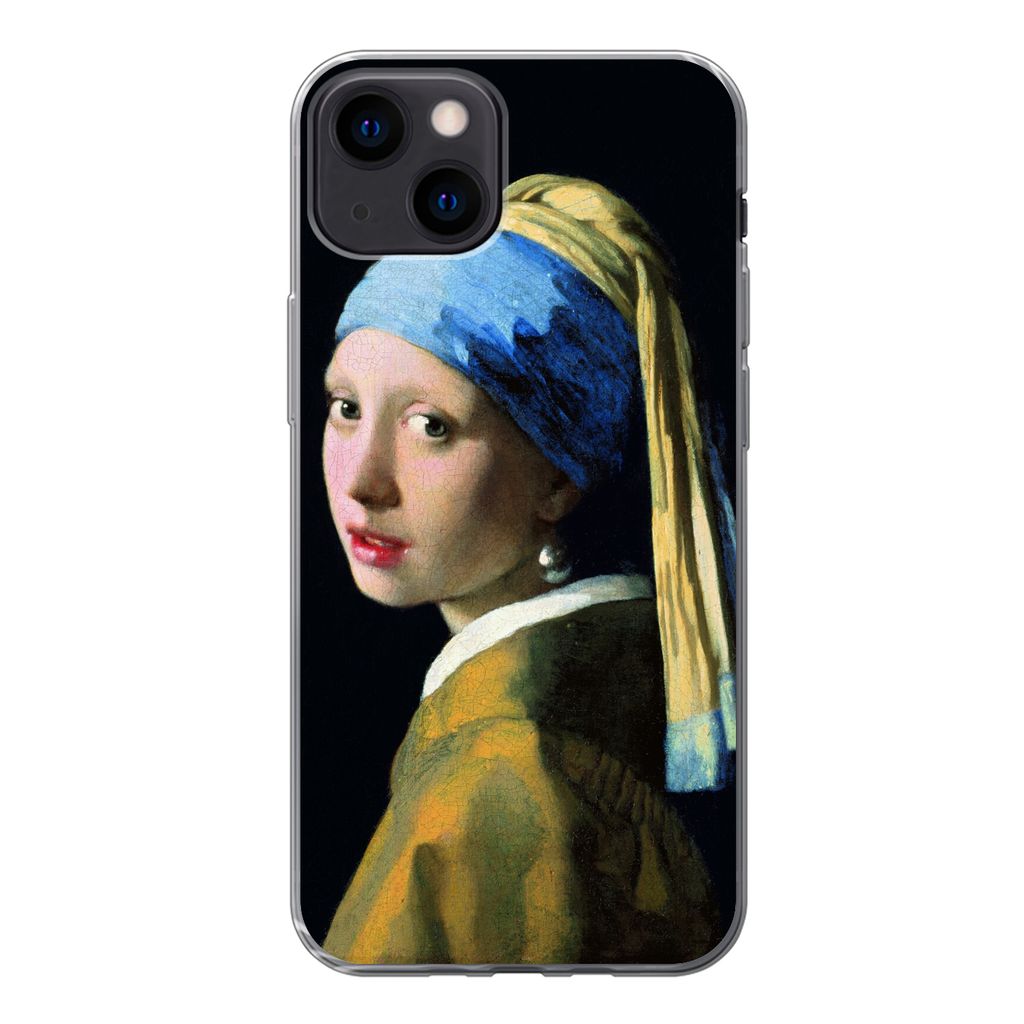 MuchoWow Handyhülle Schutzhülle Hülle für iPhone 13 Das Mädchen mit dem Perlenohrring - Johannes Vermeer Silikon Softcase Handy Hülle - Kar...