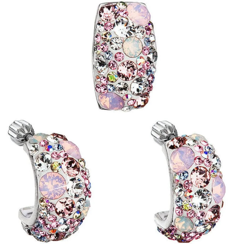 Parure romantique Magic Rose 39116.3 collier et boucles d'oreilles rose