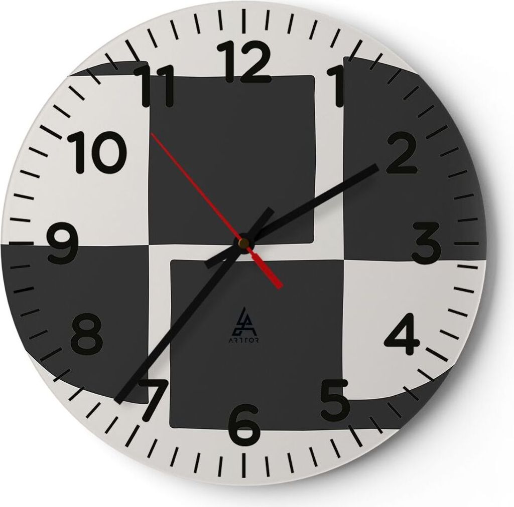 Wanduhr - Rund - Glasuhr - Abstraktion Kontrast Figuren - Produktbild 