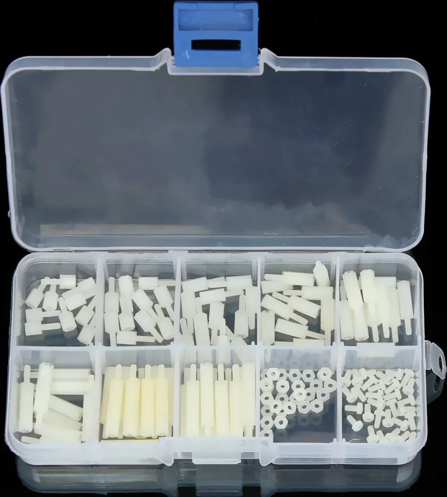 Suleve M2NH2 M2 Nylon Vite bianca esagonale Dado Nylon PCB Standoff Assortment Kit 140Pcs