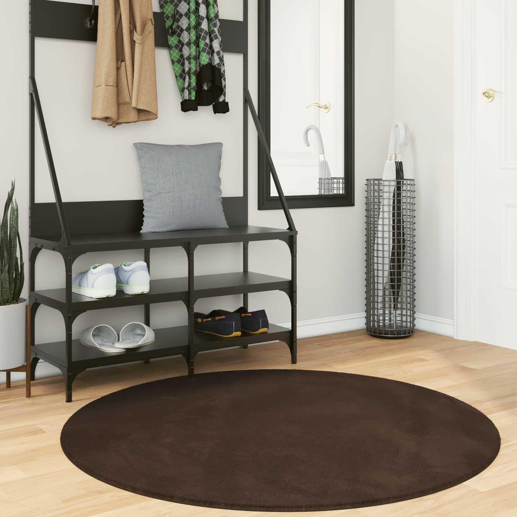 "Schlussverkauf" moderne Teppich - Wohnzimmer Bereichsteppiche - Rund HUARTE Braun Ø 120 CM Polyester C12787
