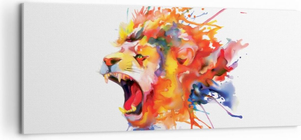 Bild auf Leinwand - Leinwandbild - Löwe modern Malerei Tier - 120x50cm - Wand Bild - Wanddeko - Leinwanddruck - Bilder - Kunstdruck - Wanddekorati...