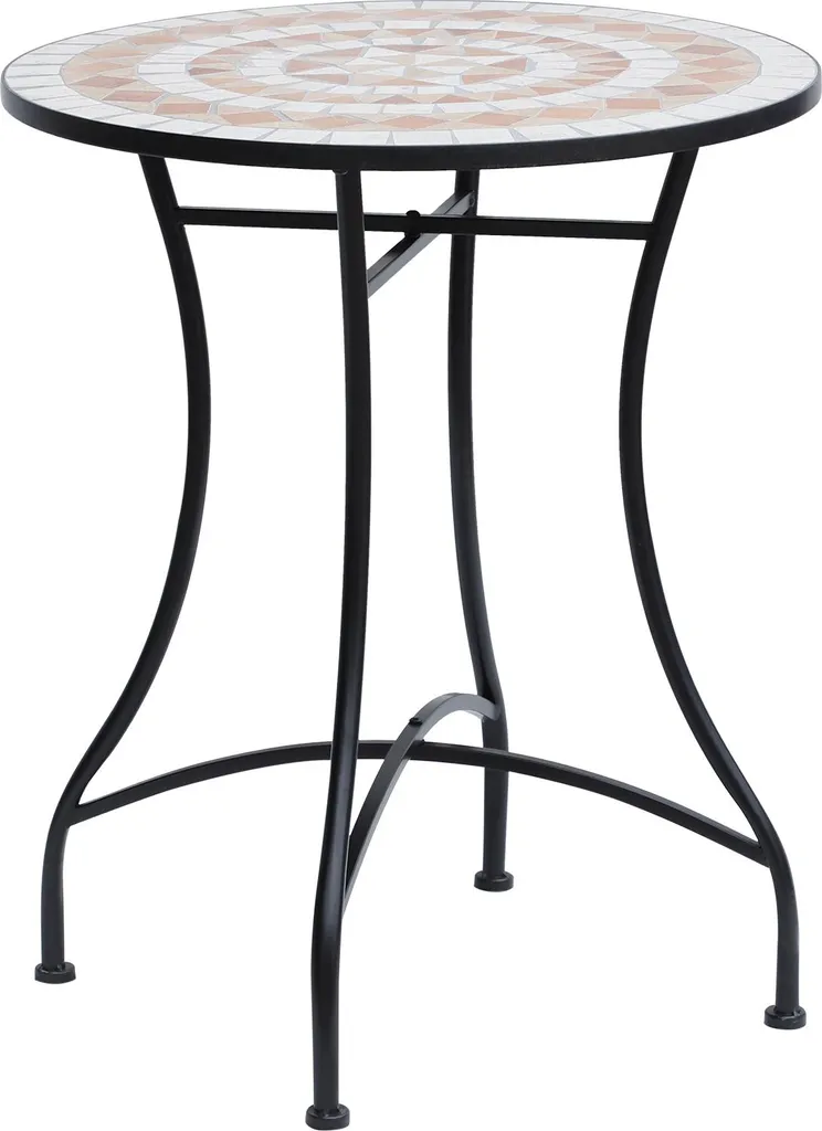 Table de balcon ronde en mosaïque et acier 60cm pour terrasse et jardin