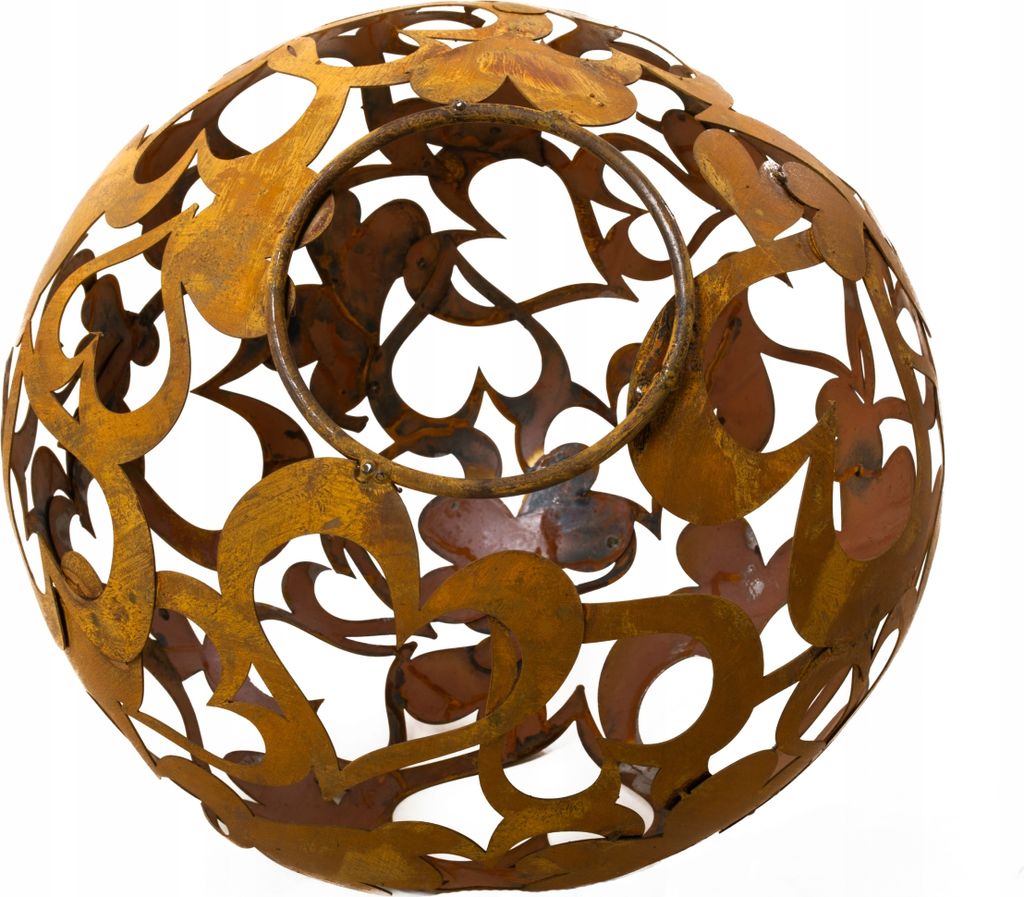 Gartenkugel Dekoration aus Herzen Cortenstahl Rost Kugel 35 cm - Lampe im freien