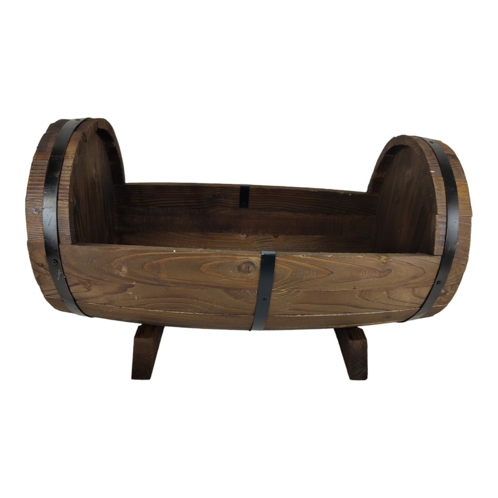 Blumentopf Aus PP-Harz Im Holzfass-Look – Retro Pflanzkübel Mit Drainage, 19x14,5x12 Cm Für Balkon & Garten