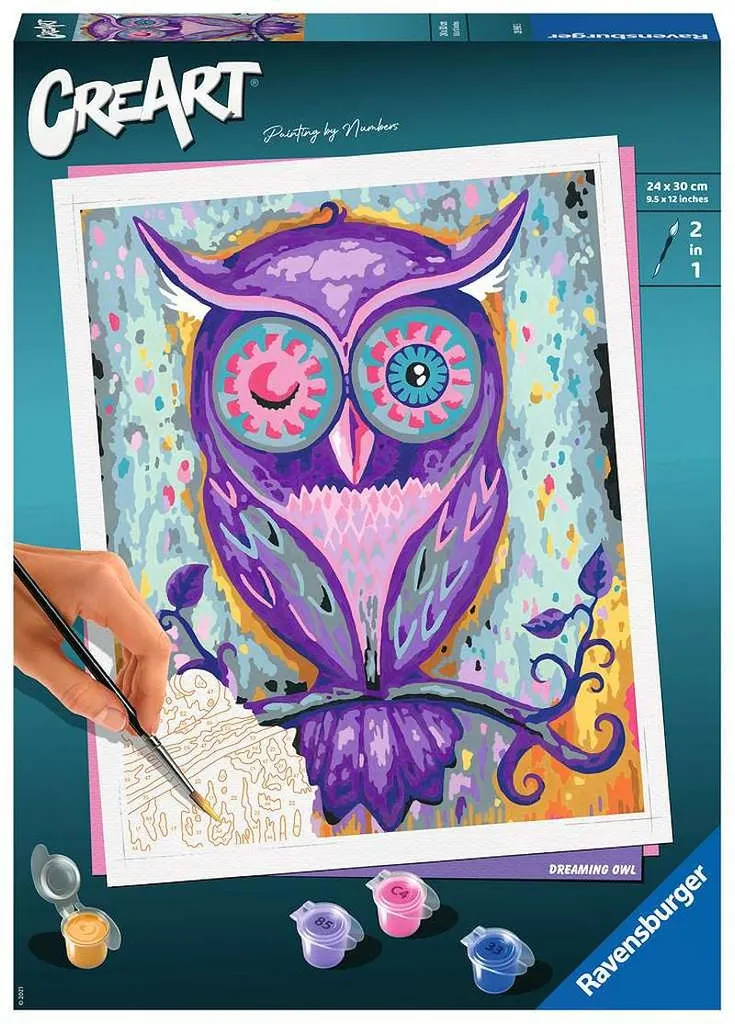 Peinture par numéros Hibou rêveur Ravensburger 28990 avec Cadre Inclus