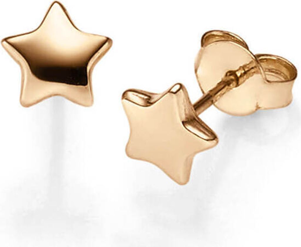 Paar Ohrringe Ohrstecker Sterne 7mm aus 585 Gold Rotgold Ohrschmuck glänzend