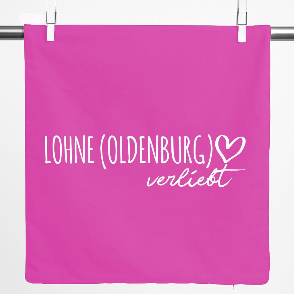 Huuraa Kissenbezug Lohne Oldenburg verliebt 40x40cm Fuchsia Baumwolle Dekokissenbezug Geschenkidee