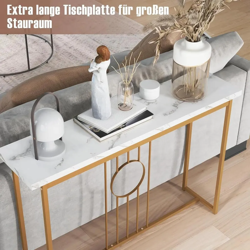 Console stable pour sol irrégulier plateau effet marbre blanc moderne - 3