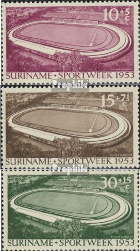 Briefmarken Suriname 1953 Mi 343-345 (kompl.Ausg.) postfrisch Eröffnung des Stadions