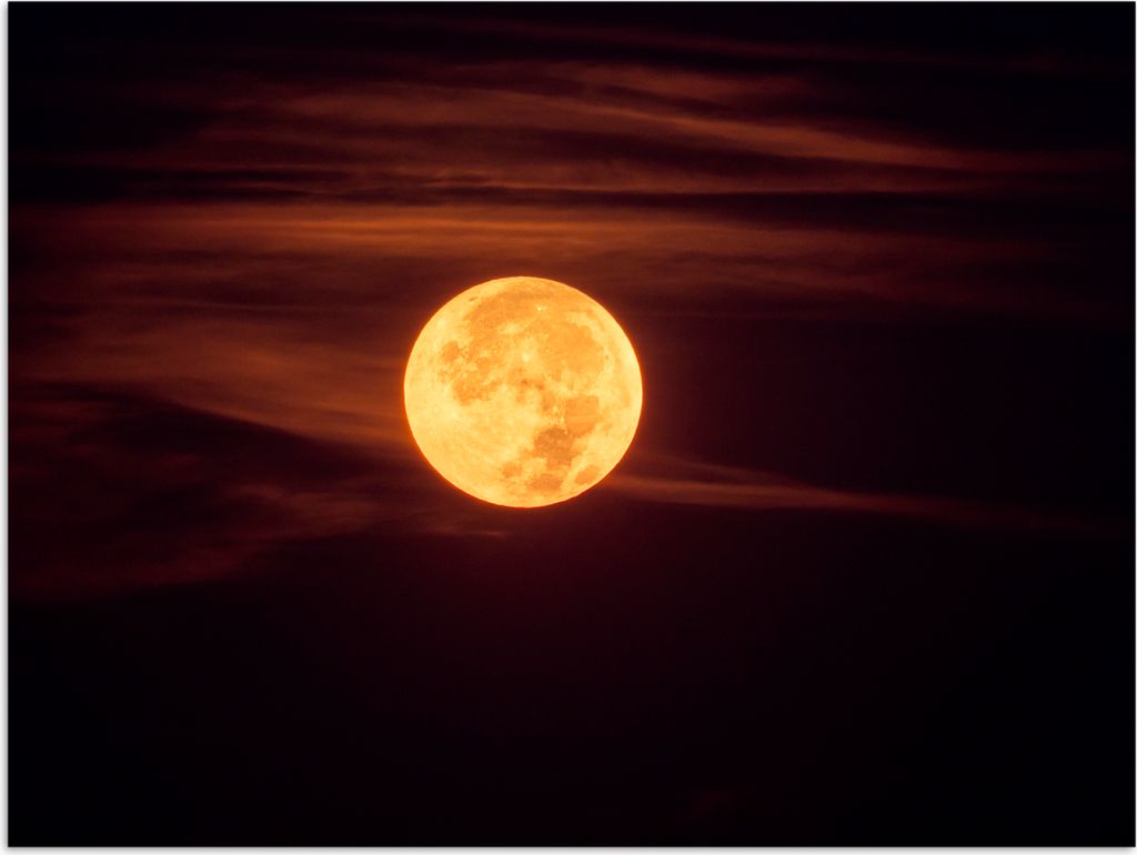 MuchoWow Poster Mond - Orange - Nacht 120x90 cm - Wandbild