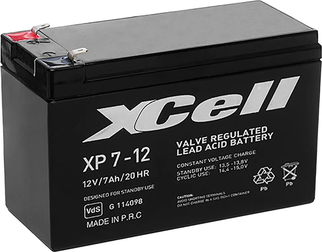 XCell Blei-Akku XP7-12 (VdS) AGM, Standard, Faston 4,8 mm (12 V, 4,8 mm) 148708
