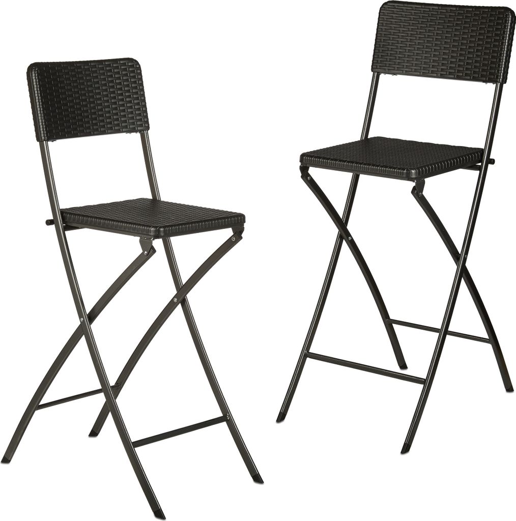 Relaxdays Barhocker klappbar, 2er Set, Rattan-Optik, Produktbild 