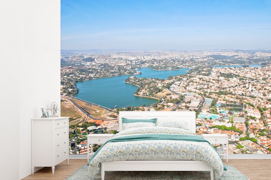 MuchoWow Fototapete für Wohnzimmer oder Schlafzimmer Wandtapete Vinyl Motivtapete Pampulha-See im südamerikanischen Belo Horizonte - 330x240 cm...