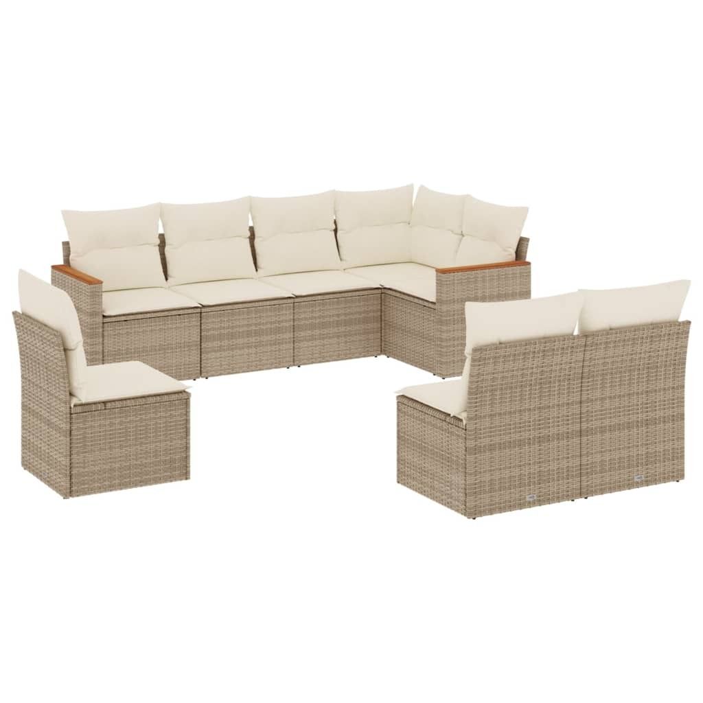 "WINTER SALE" 8-tlg. Garten-Lounge-Set - elegantes Design - Sitzgruppe/Gartengarnitur - mit Kissen Beige Poly Rattan - Terassenmöbel NeuMöbel593778