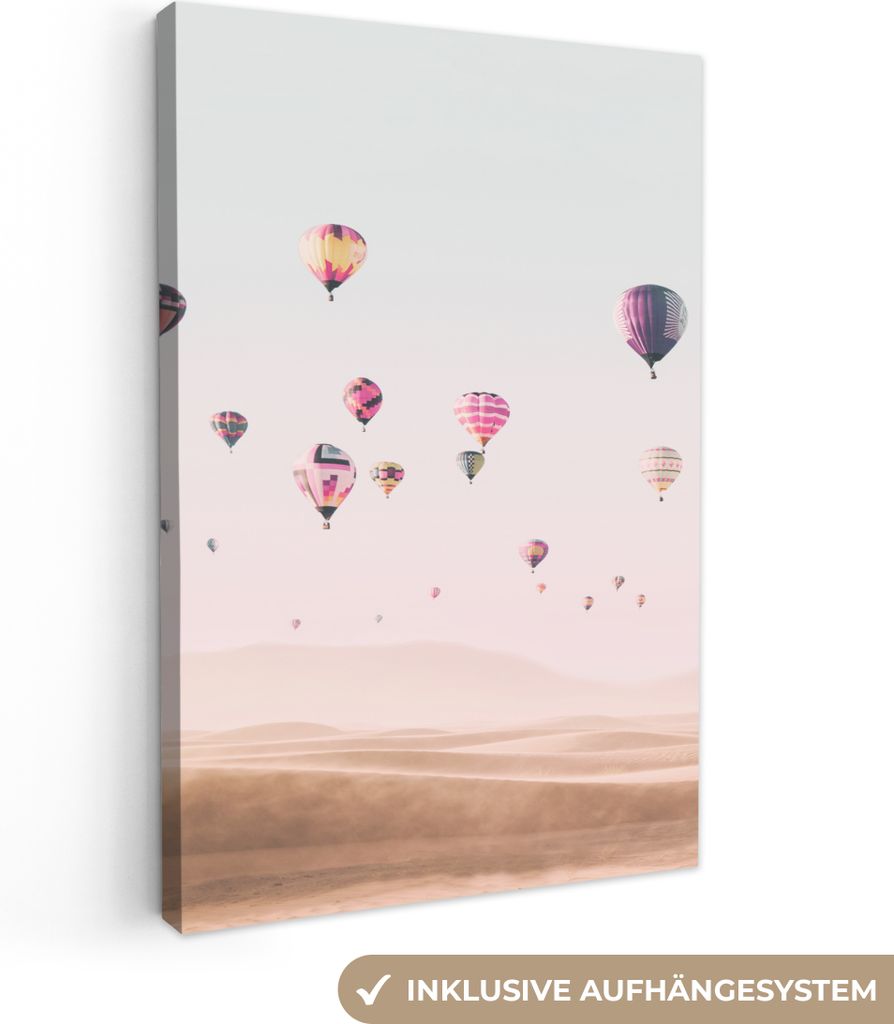 OneMillionCanvasses - Leinwandbilder - 90x140 cm, Heißluftballon - Wüste - Himmel - Landschaft - Natur, Wandbilder Kunstdruck Wanddekoration - ...