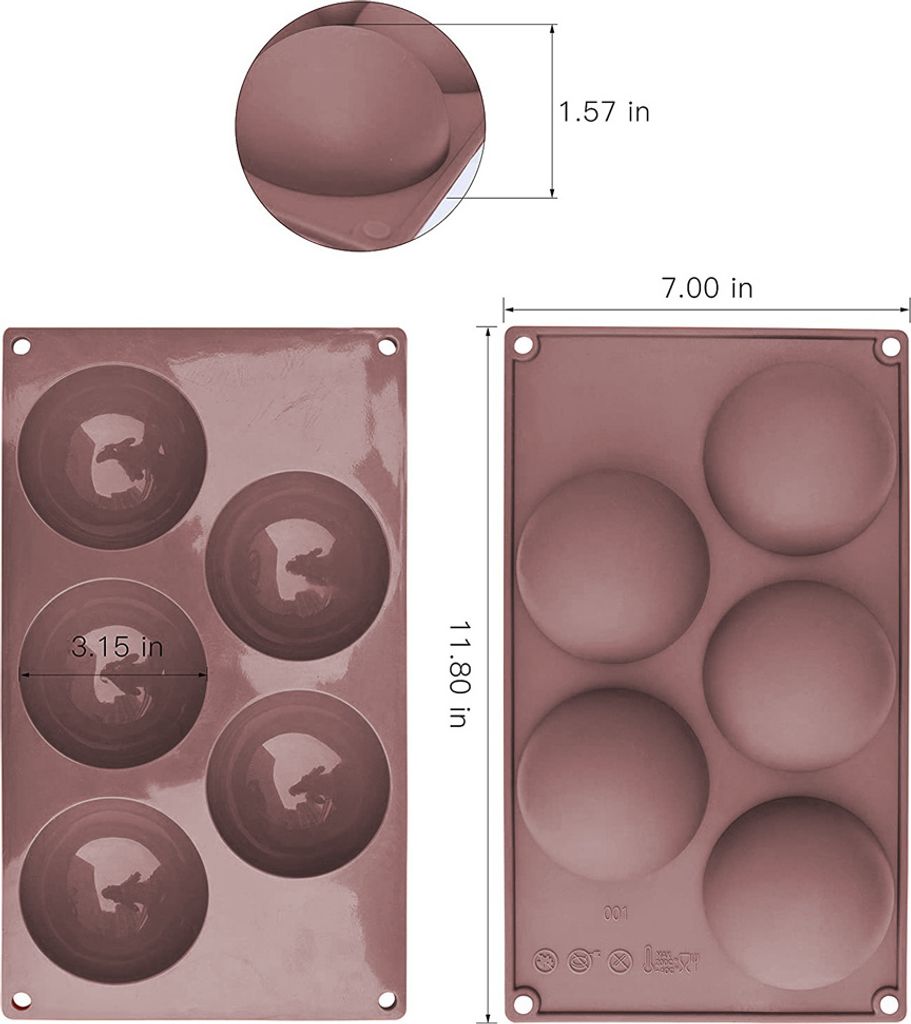 Extra große 5-fach-Halbkugel-Silikonform, 3 Packungen Produktbild 9