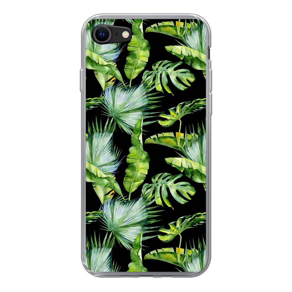 MuchoWow Handyhülle Schutzhülle Hülle für iPhone 8 Palmwedel - Tropisch - Muster Silikon Softcase Handy Hülle - Schutzhaube