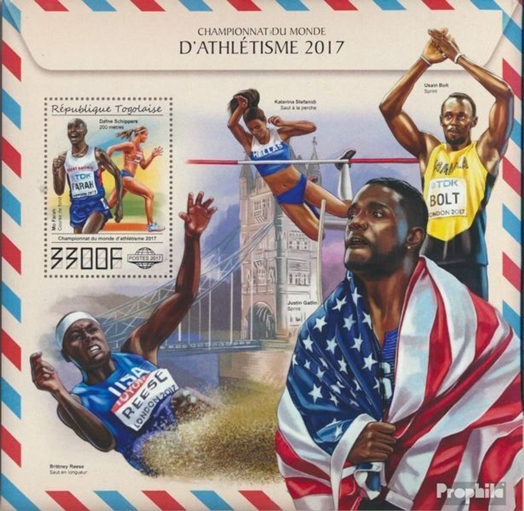 Briefmarken Togo 2017 Mi Block 1511 (kompl. Ausgabe) postfrisch Leichtathletik