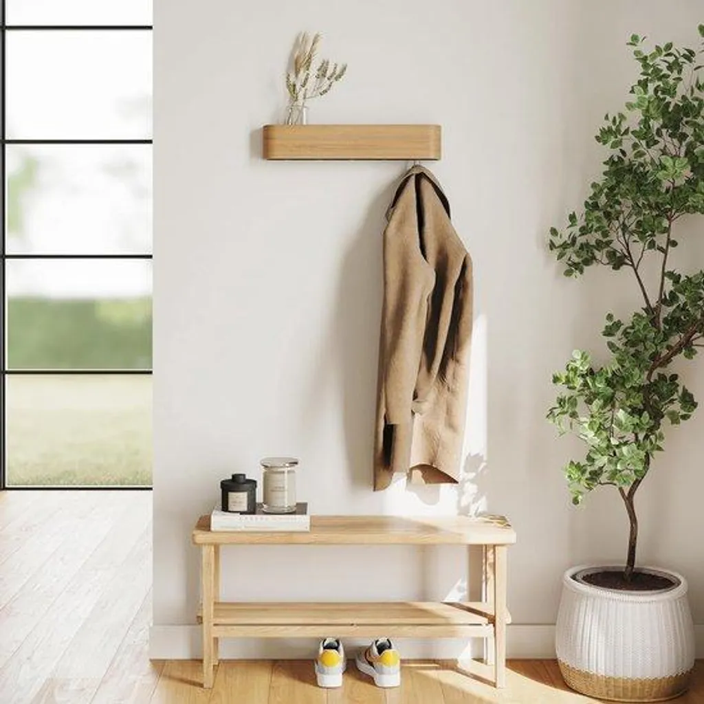 Porte-manteau mural double rangée gain de place pour petits murs