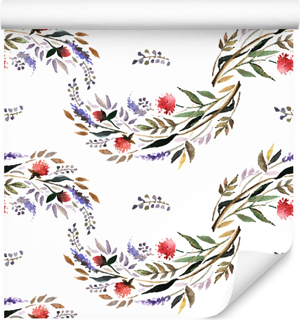 10m VLIES TAPETE Rolle Natur Pflanzen Blätter Flora Muster Aquarell XXL