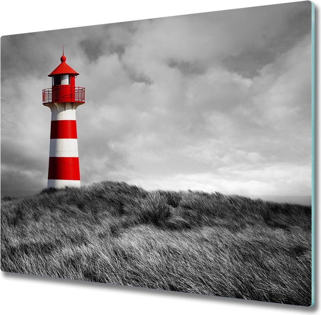 Glas Herdabdeckplatte 60x52 cm Spritzschutz Glasabdeckplatte Schneidebrett Leuchtturm