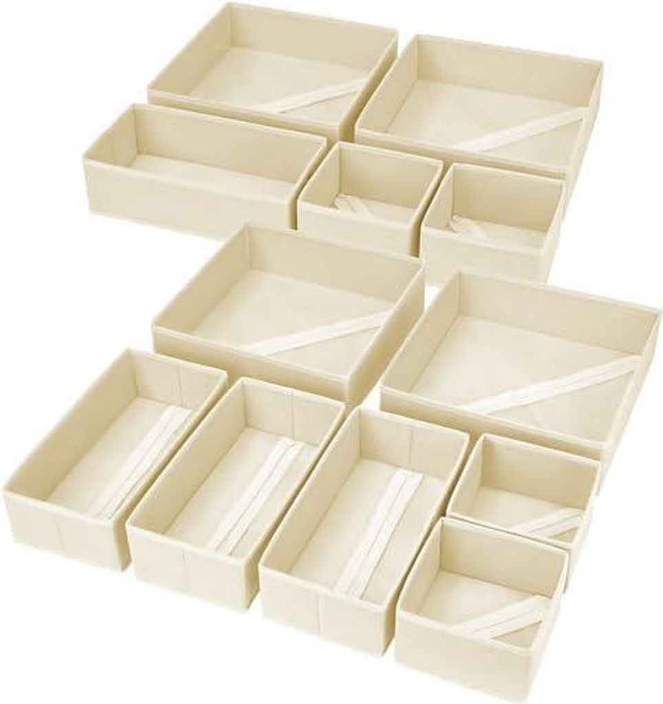 12 Stück Schrank Organizer Schubladen Organizer, Faltbare Aufbewahrungsbox Stoff, Unterwäsche Organizer, Organizer Kleiderschrank für Kleidung, ...