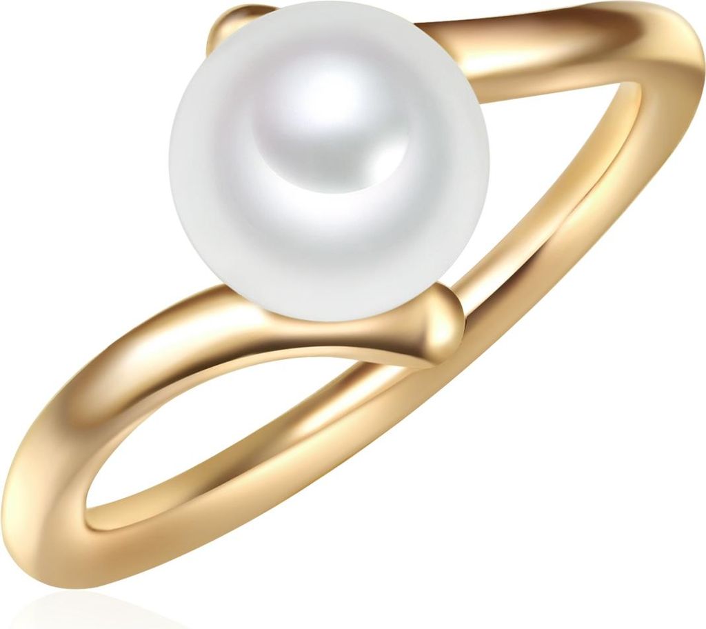 Ring Sterling Silber gelbgold Süßwasser-Zuchtperle weiß 60