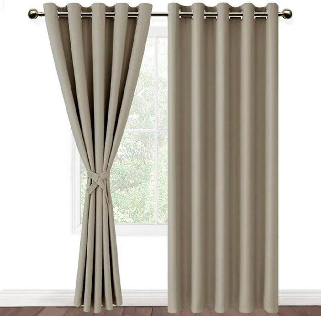 Rideau anti-bruit taupe 167x228 cm isolant thermique et phonique uni
